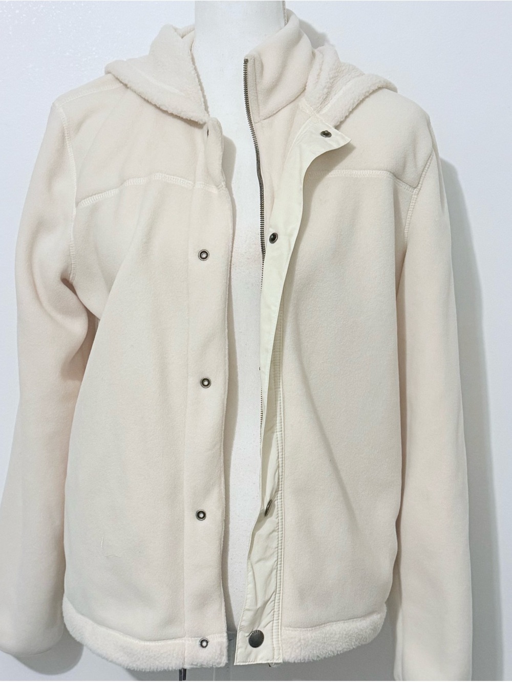 Lauren Ralph Lauren Women’s Medium Off White Fleece Hooded Jacket NWT